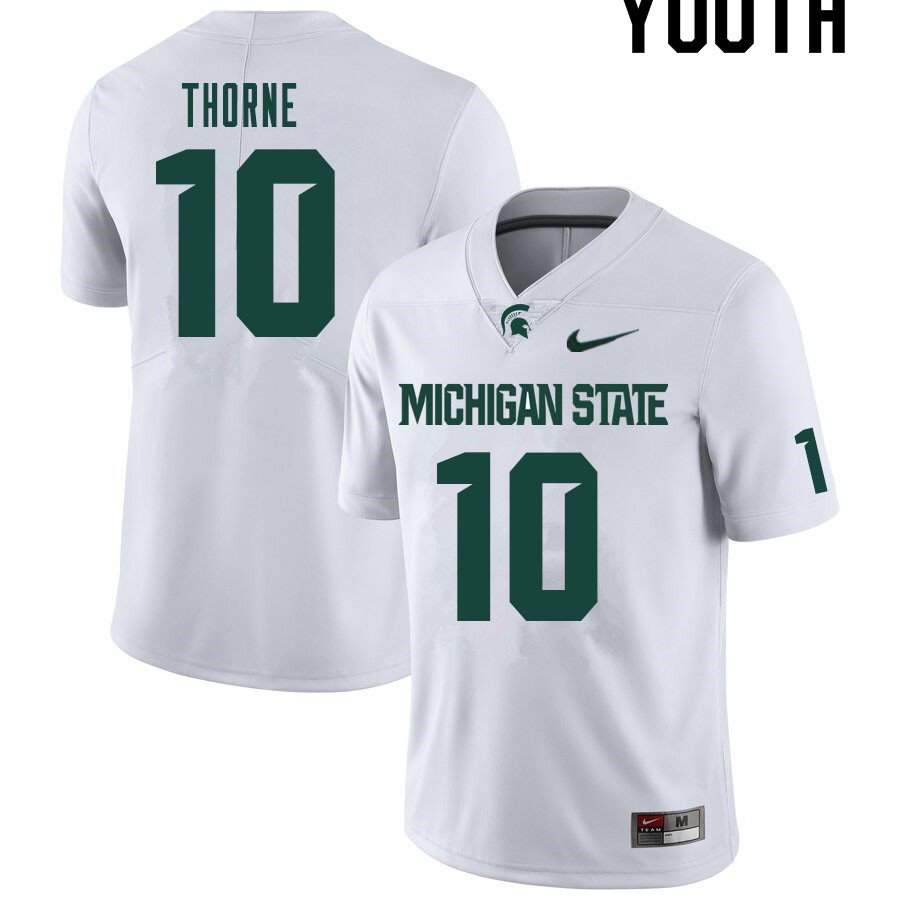 Youth #10 Payton Thorne Michigan State Spartans College Football Jerseys Sale-White